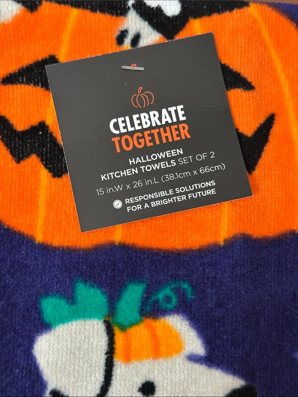 Celebrate Together Halloween Dog & Pumpkin Kitchen Towels - Purple & Orange